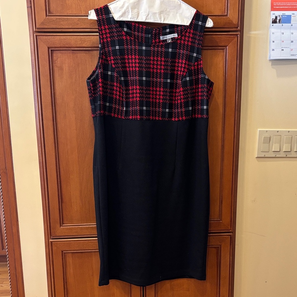 Danny & Nicole Black and Red Checkered Midi Dress